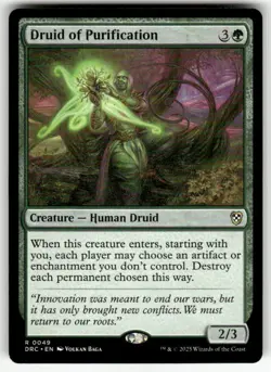 DRUID OF PURIFICATION #49 MTG COMMANDER: AETHERDRIFT RARE - Image 1