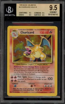Pokemon Charizard Base Set Unlimited Holo Rare #4 BGS 9.5 - Image 1