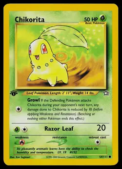 Pokemon Card - Chikorita Neo Genesis 54/111 Common 1st Edition - Image 1
