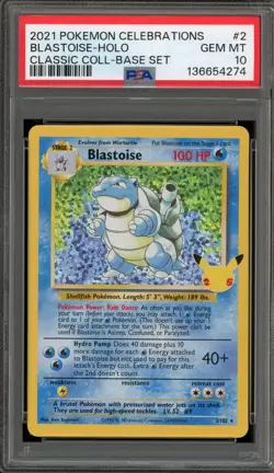 Pokemon Blastoise Celebrations Classic Coll. Base Set Holo Rare #2 PSA 10 - Image 1