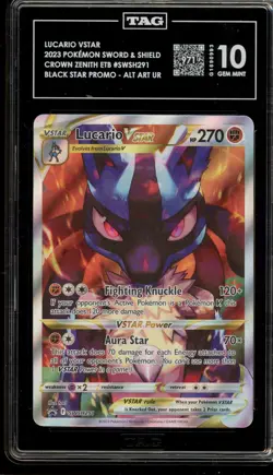 Pokemon Lucario VSTAR Crown Zenith ETB Full Art Promo SWSH291 TAG 10 Gem Mint - Image 1