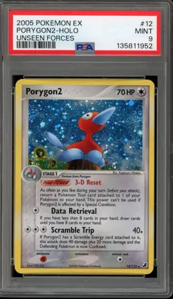 Pokemon Porygon2 EX Unseen Forces Holo Rare #12 PSA 9 Mint - Image 1
