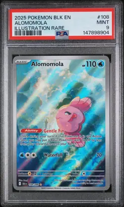 2025 Pokemon Blk En-Black Bolt #108 Alomomola Illustration Rare PSA 9 - Image 1