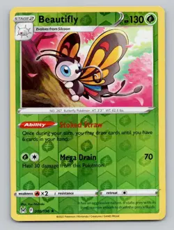 Reverse Holo Holo Beautifly 008/196 Rare Lost Origin Pokemon - Image 1