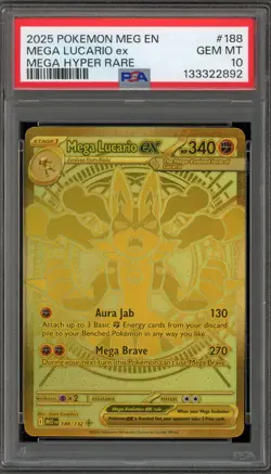Pokemon Mega Lucario ex Mega Evolution Mega Hyper Rare #188 PSA 10 Gem Mint - Image 1