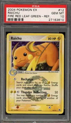 Pokemon Raichu EX Fire Red & Leaf Green Reverse Holo Rare #12 PSA 10 Gem Mint - Image 1