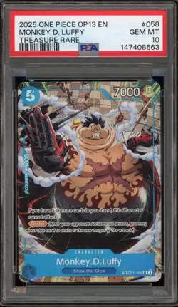 One Piece CCG Monkey.D.Luffy Treasure Rare OP11-058 PSA 10 Gem Mint - Image 1
