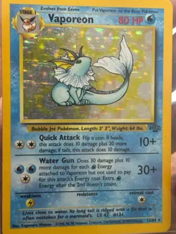 Pokemon TCG Vaporeon Holo Rare Card Jungle, 12/64 Vintage - Image 1