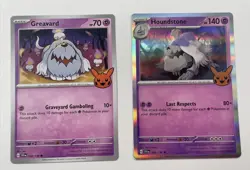 Houndstone 106/198 & Greavard 104/198 Pokemon TCG Cards NM Trick Or Trade 2023 - Image 1