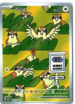 SV03 Obsidian Flames Pidgey Holo 207/197 Trading Card 2023 Pokemon TCG Un - Image 1