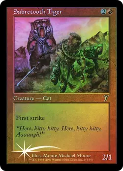 Sabretooth Tiger (LP) Foil #215 Seventh Edition 7ED Magic card MTG - Image 1