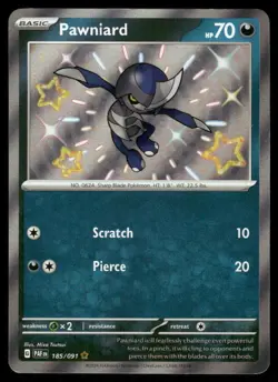 Pokemon Cards Pawniard 185/091 Paldean Fates Shiny Rare NM - Image 1