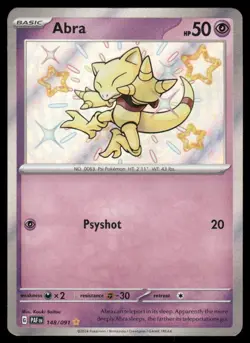 Pokemon Cards Abra 148/091 Paldean Fates Shiny Rare NM - Image 1