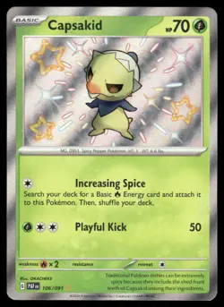 Pokemon Cards Capsakid 106/091 Paldean Fates Shiny Rare NM - Image 1