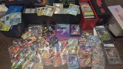 A Lot Of Pokemon Cards Over 400 Holo Non Holo V Star EX Old-2025 Two CGC Slabs - Image 1