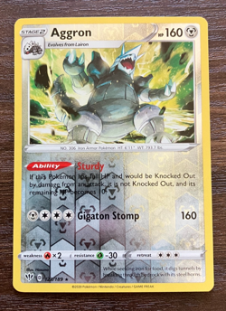 REVERSE HOLO Aggron 123/189 - 2020 Pokemon Darkness Ablaze Rare Card - CLEAN NM - Image 1