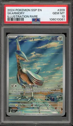 Pokemon Skarmory Surging Sparks Illustration Rare #209 PSA 10 Gem Mint - Image 1
