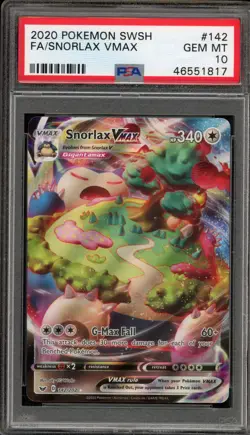 Pokemon Snorlax VMAX Sword & Shield Full Art #142 PSA 10 Gem Mint - Image 1