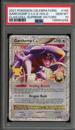 Pokemon Garchomp C Lv.X Celebrations Classic Coll. Holo Rare #145 PSA 10 - Image 1