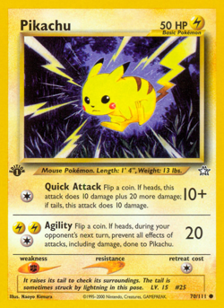 Pikachu 70/111 Common Neo Genesis Pokemon Unlimited Moderately Played - Image 1