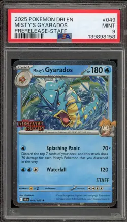 Pokemon Misty's Gyarados Destined Rivals STAFF Prerelease Holo Promo #049 PSA 9 - Image 1