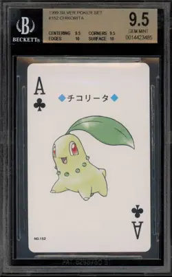 Pokemon Chikorita Ace of Clubs Pokemon Silver Playing Cards #152 BGS 9.5 - Image 1