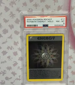 Pokemon 2000 Rocket Rainbow Energy Holo Rare Card #17/82 PSA 8 NM-MT - Image 1