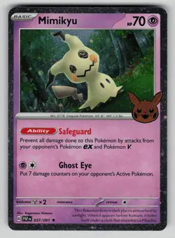 Mimikyu 037/091 Holo Holo Rare Trick or Trade BOOster 2024 Pokemon NM - Image 1