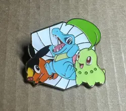 Pokemon Ascended Heroes Starter Totodile Chikorita Tepig Enamel Pin - Image 1