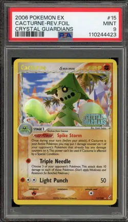 Pokemon Cacturne EX Crystal Guardians Reverse Holo Rare #15 PSA 9 Mint - Image 1