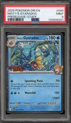 Pokemon Misty's Gyarados Destined Rivals STAFF Prerelease Holo Promo #049 PSA 9 - Image 1