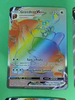 LOT Pokemon Fusion Strike Greedent VMAX 272/264 Rainbow Secret Rare Full Art - Image 4