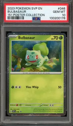 Pokemon Bulbasaur 151 Poster Coll. Holo Promo SVP EN 046 PSA 10 Gem Mint - Image 1