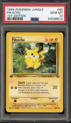 Pokemon Pikachu Jungle 1st Edition #60 PSA 10 Gem Mint - Image 1