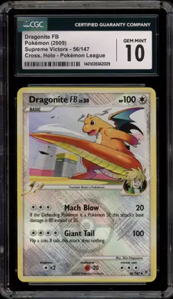 Pokemon Dragonite FB PM League Crosshatch Reverse Holo #56 CGC 10 Gem Mint - Image 1