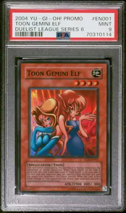 YGO PSA 9 Toon Gemini Elf Duelist League Series 6 Yu-Gi-Oh! Promo EN001 N - Image 1