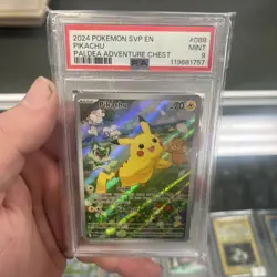 2024 POKEMON SVP EN-SV BLACK STAR PROMO PALDEA ADVENTURE CHEST 088 PIKACHU PSA 9 - Image 1