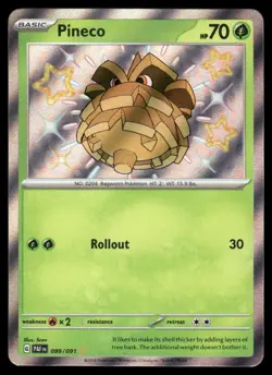 Pokemon Cards Pineco 099/091 Paldean Fates Shiny Rare NM - Image 1