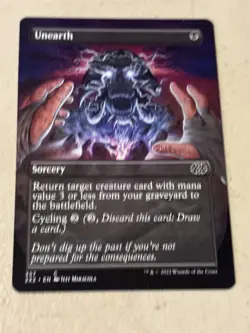 mtg borderless foil Unearth, Double Masters 2022 sorcery, unplayed - Image 1