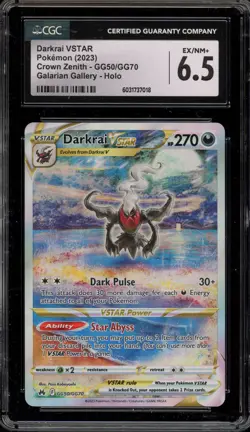 Pokemon Darkrai VSTAR Crown Zenith Galarian Gallery Full Art #GG50 CGC 6.5 - Image 1