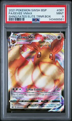 Pokemon 2021 SWSH Promo Eevee VMAX 087 PSA 9 MINT Full Art Shining Fates ETB - Image 1