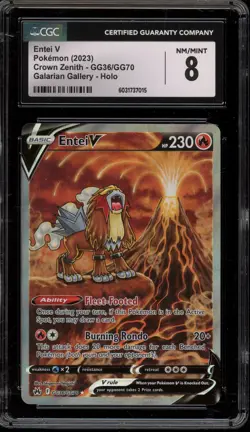 Pokemon Entei V Crown Zenith Galarian Gallery Full Art #GG36 CGC 8 - Image 1
