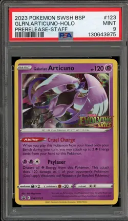 Pokemon Galarian Articuno Evolving Skies STAFF Prerelease Promo SWSH123 PSA 9 - Image 1