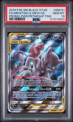 2019 Pokemon Mewtwo & Mew Gx Full Art #SM191 PSA 10 Power Partnership Tin BSP - Image 1