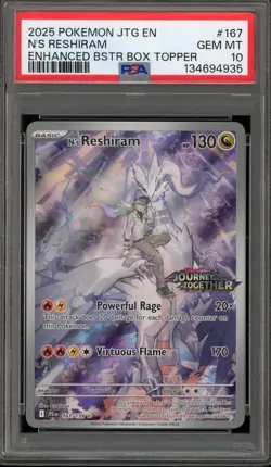 Pokemon N's Reshiram Journey Together Enhanced Bx. Topper #167 PSA 10 Gem Mint - Image 1