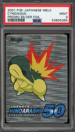 Pokemon Cyndaquil Meiji Japanese Silver Foil Promo PSA 9 Mint - Image 1