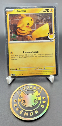 2026 Pikachu 051/162 Pokemon Day 30th Anniversary Stamped Promo TCG Coin - Image 1
