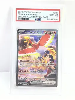 2025 POKEMON DESTINED RIVALS SPECIAL ILLUSTRATION RARE ETHAN'S HO-OH EX PSA 10 - Image 1