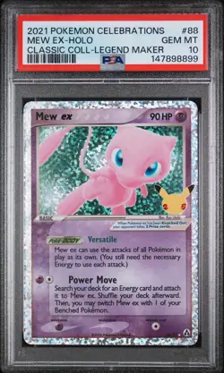 2021 Pokemon Celebrations Classic Collection #88 Mew Ex-Holo Legend Maker PSA 10 - Image 1