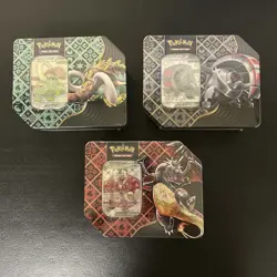 Pokemon Paldean Fates Tins [Set of 3] SHINY CHARIZARD, TUSK, TREADS NFS - Image 1